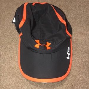 Under Armour running cap neon orange and gray